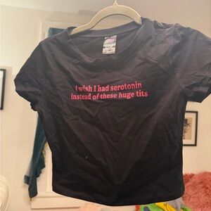 Black Graphic Tee with Cheeky Text